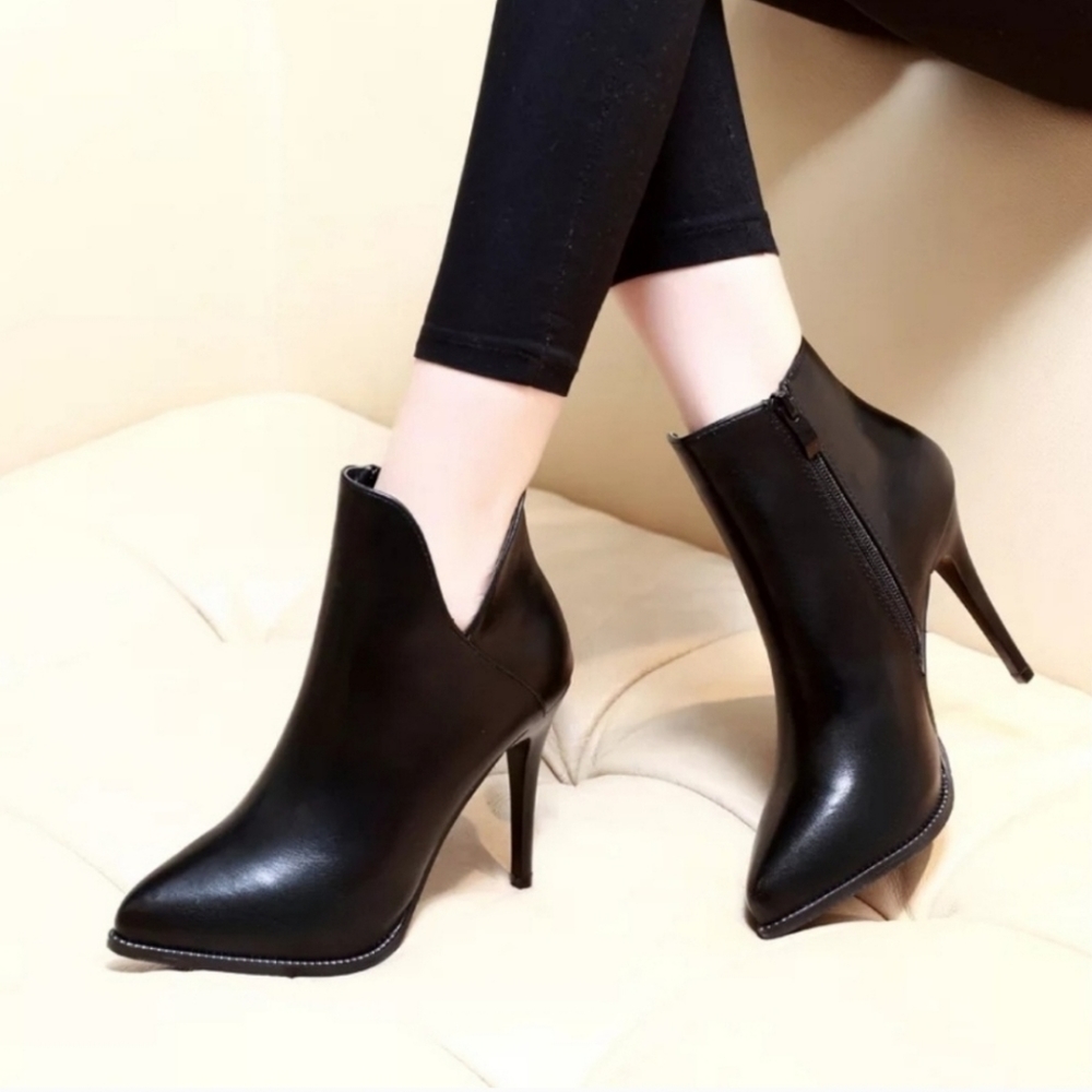 Brand New Cut Out Closed Toe Heeled Ankle Boots